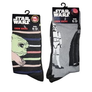 Disney Star Wars Crew Socks - Black, Gray, Green